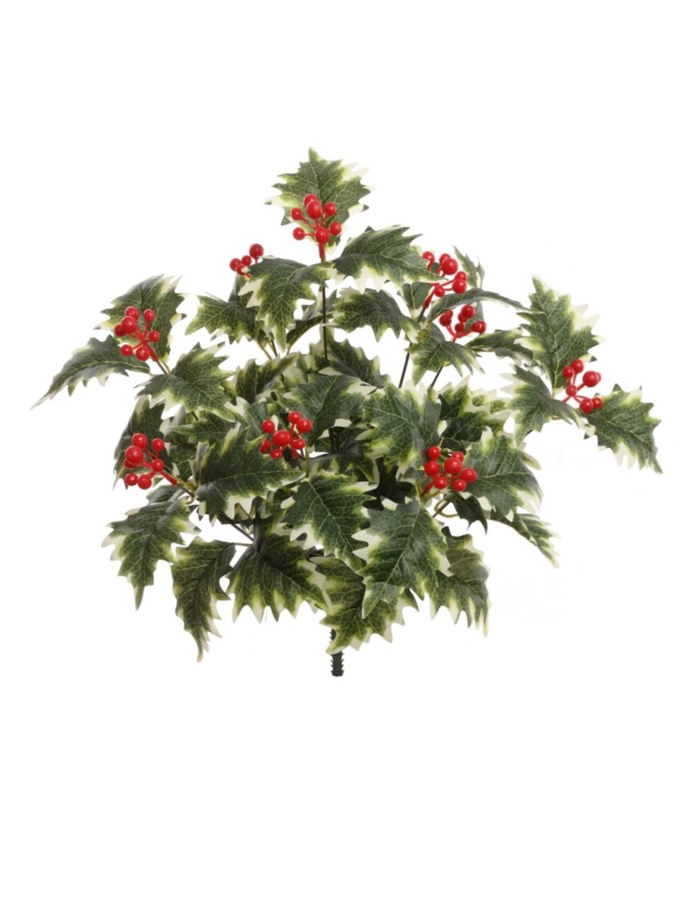 18" Green/White Holly Bush - 54 Leaves, Set of 12, Lifelike Foliage, Home & Event Décor - Ideal for Christmas & Winter Displays - 2024 Christmas Collection, Floral Home by Artificial Flowers